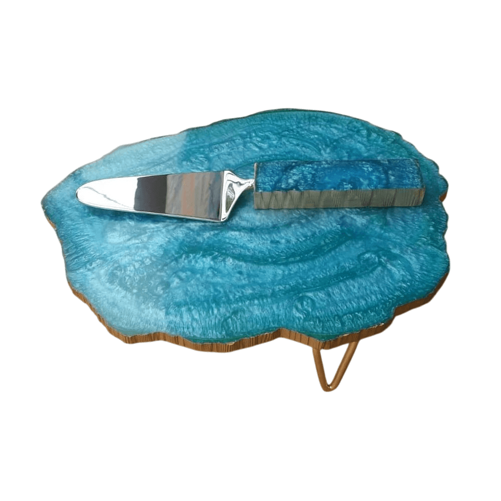 IRON & RESIN CAKE STAND WITH LIFTER (COLOR)